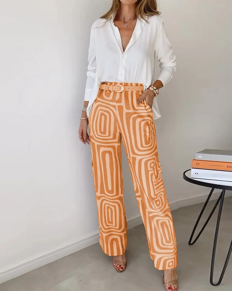 ARIA - ELEGANT SHIRT AND WIDE LEG TROUSER SET