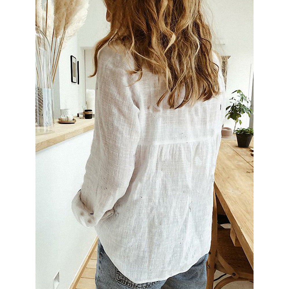 HEIDI - LONG SLEEVE LINEN BLOUSE