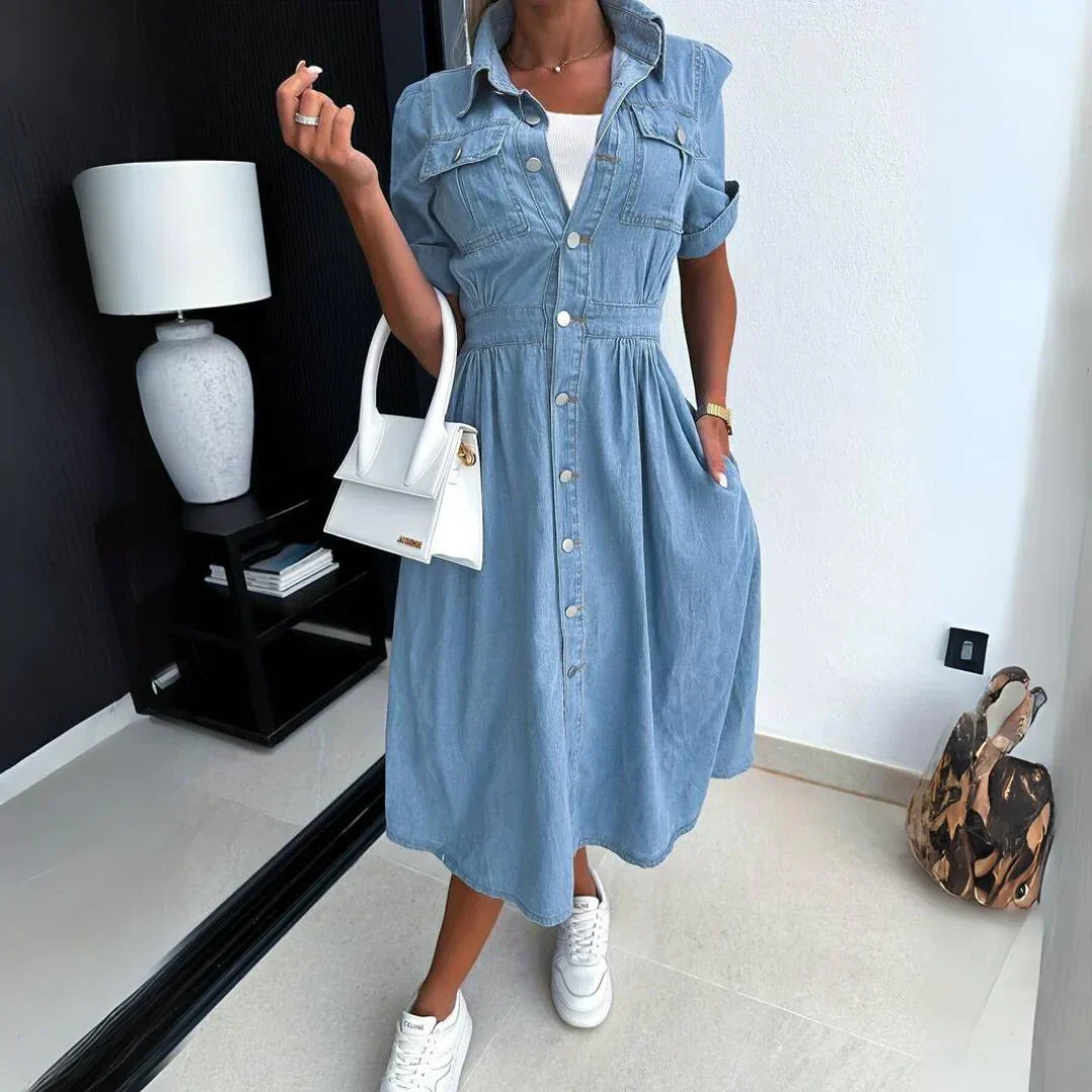 CLEO - LONG DENIM MIDI DRESS