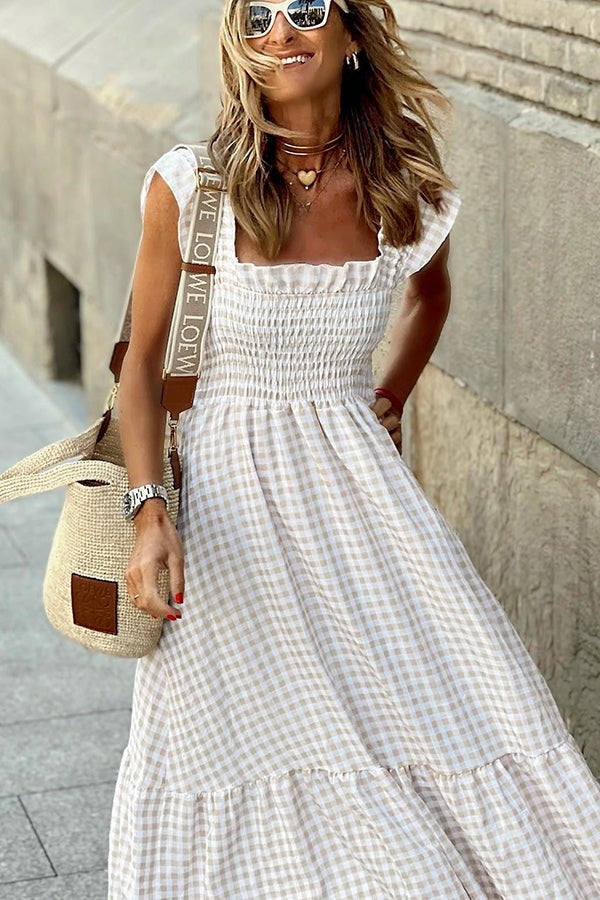 ANISA - CHEQUERED MIDI DRESS