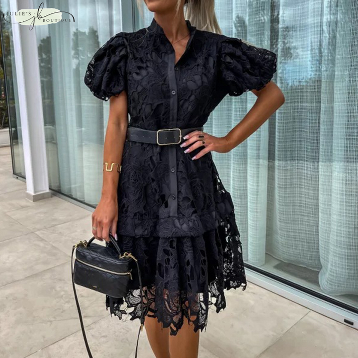 ALESSIA - SINGLE BREASTED LACE DRESS