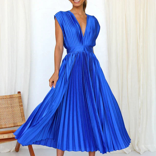 RENEE - ELEGANT PLEATED MAXI DRESS