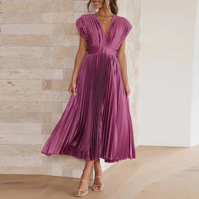 RENEE - ELEGANT PLEATED MAXI DRESS