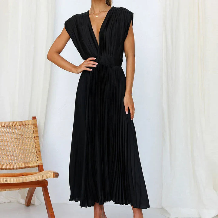 RENEE - ELEGANT PLEATED MAXI DRESS