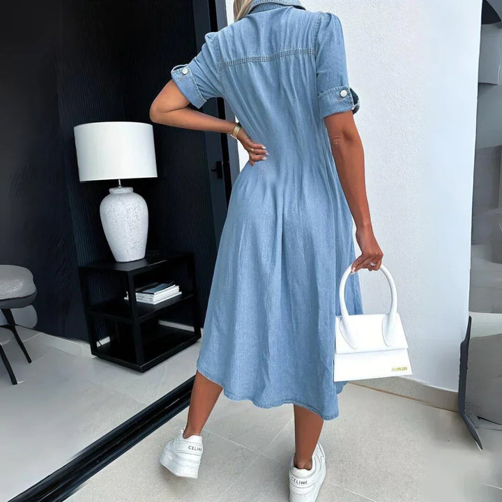 CLEO - LONG DENIM MIDI DRESS