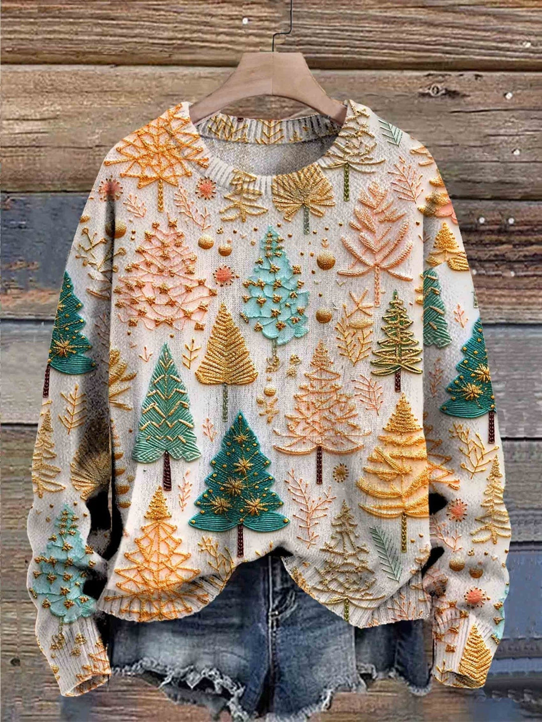 AMARA - KNITTED SWEATER WITH CHRISTMAS TREES