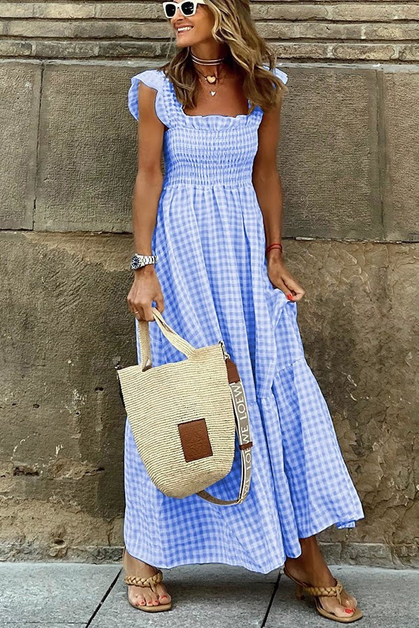 ANISA - CHEQUERED MIDI DRESS