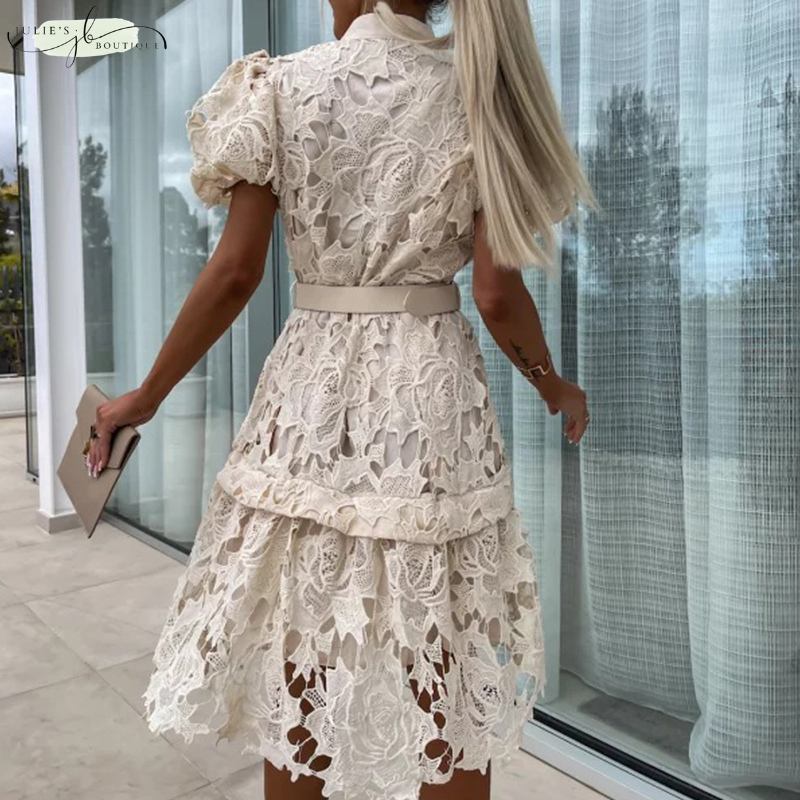 ALESSIA - SINGLE BREASTED LACE DRESS