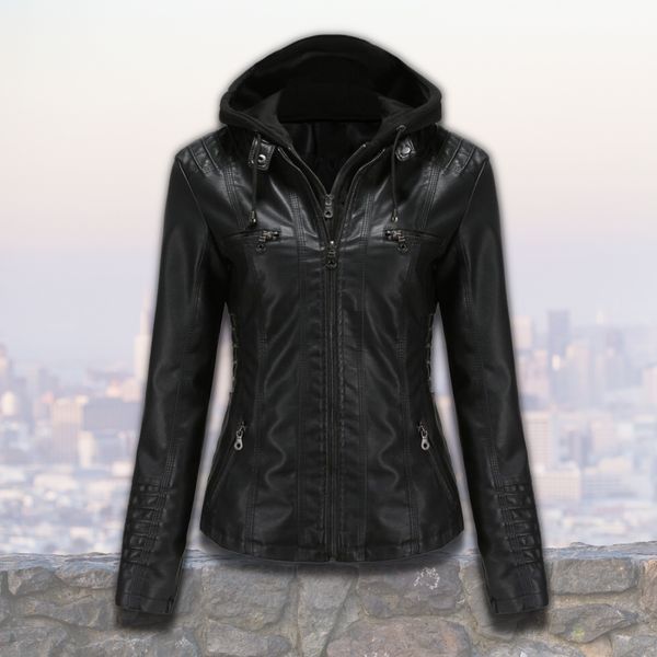 DEMI - HOODED LEATHER JACKET