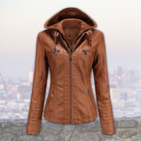 DEMI - HOODED LEATHER JACKET