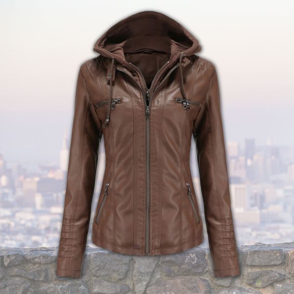 DEMI - HOODED LEATHER JACKET