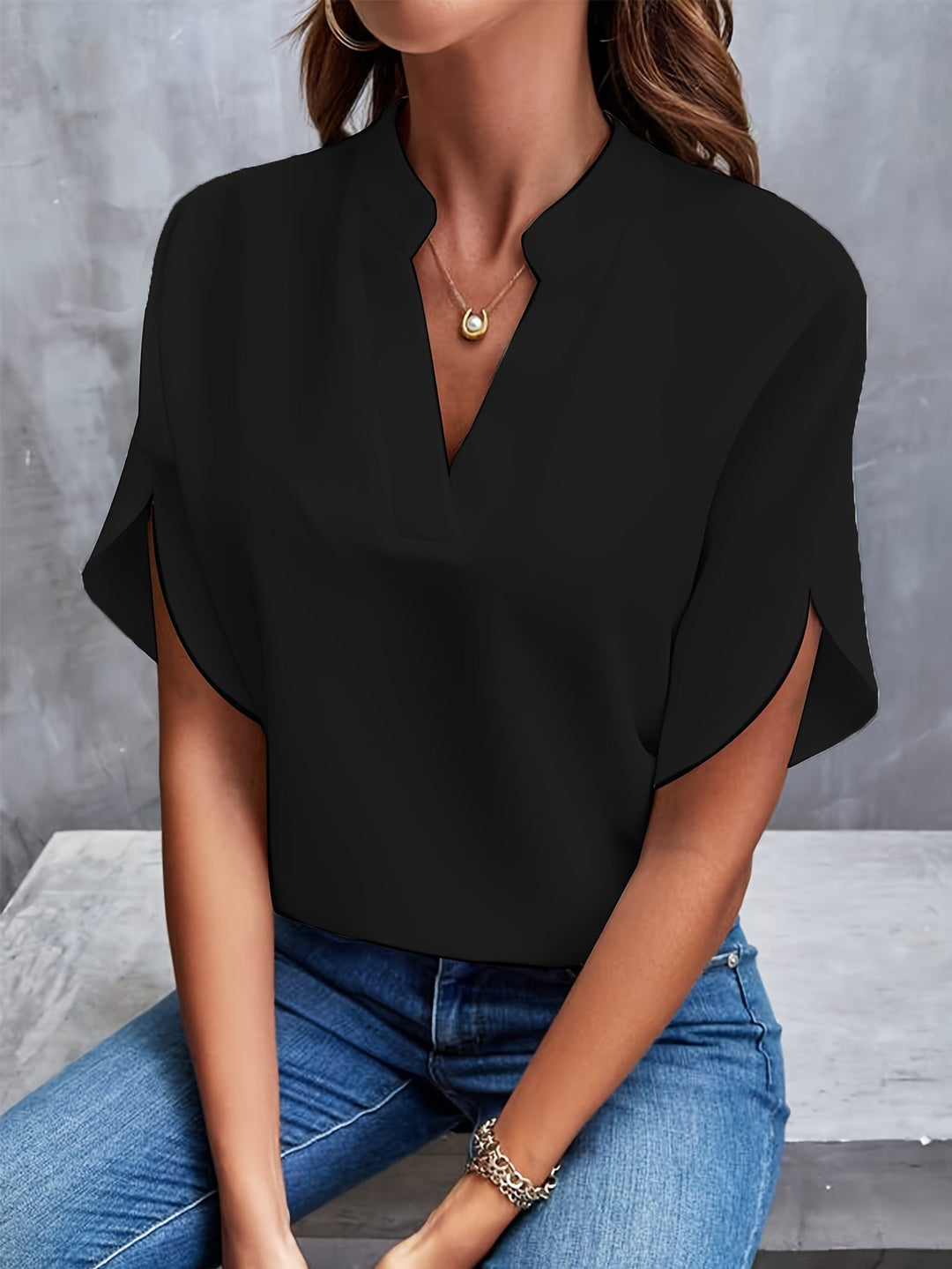 NOVA - ELEGANT SLEEVE-CUT BLOUSE