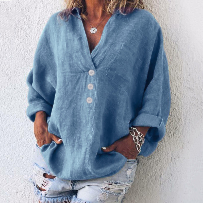 PAIGE - V-NECK LINEN BLOUSE