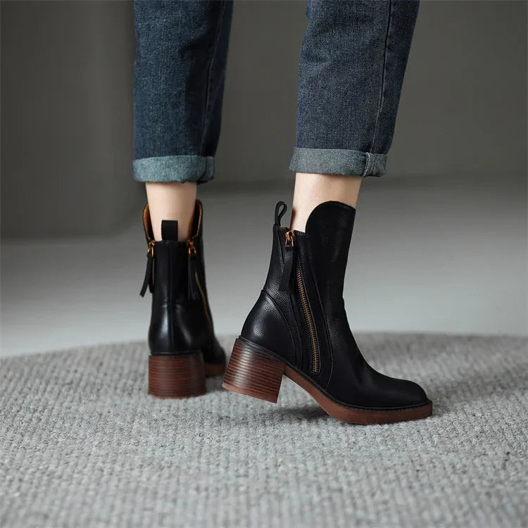 MIA - LEATHER ZIP ANKLE BOOTS