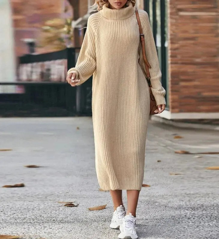 FLORENCE - RIBBED TURTLENECK DRESS