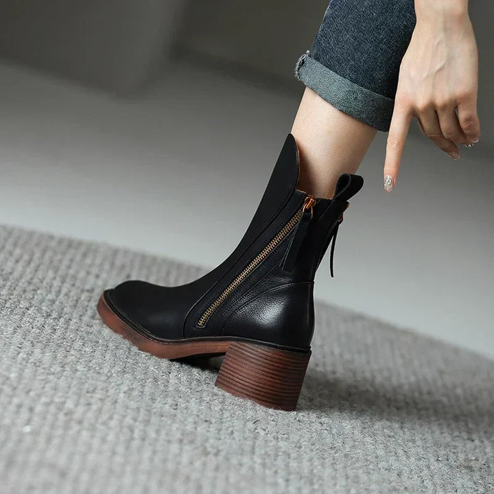 MIA - LEATHER ZIP ANKLE BOOTS