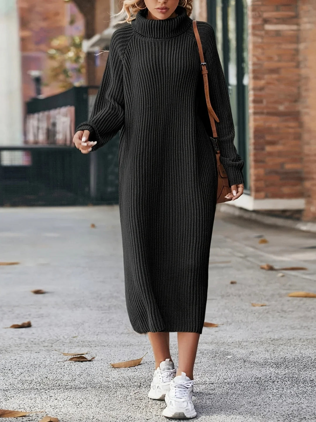 FLORENCE - RIBBED TURTLENECK DRESS