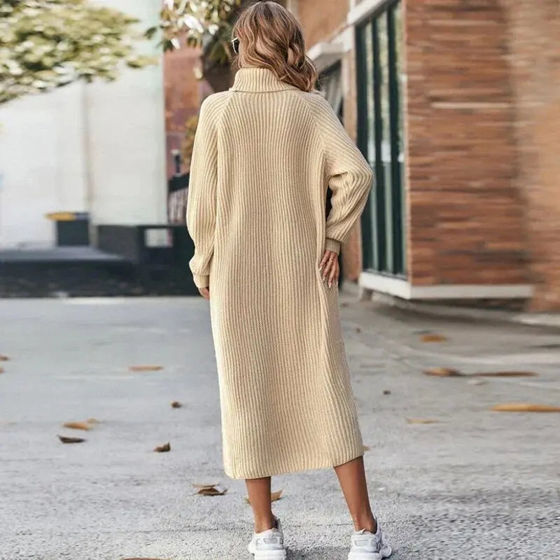 FLORENCE - RIBBED TURTLENECK DRESS