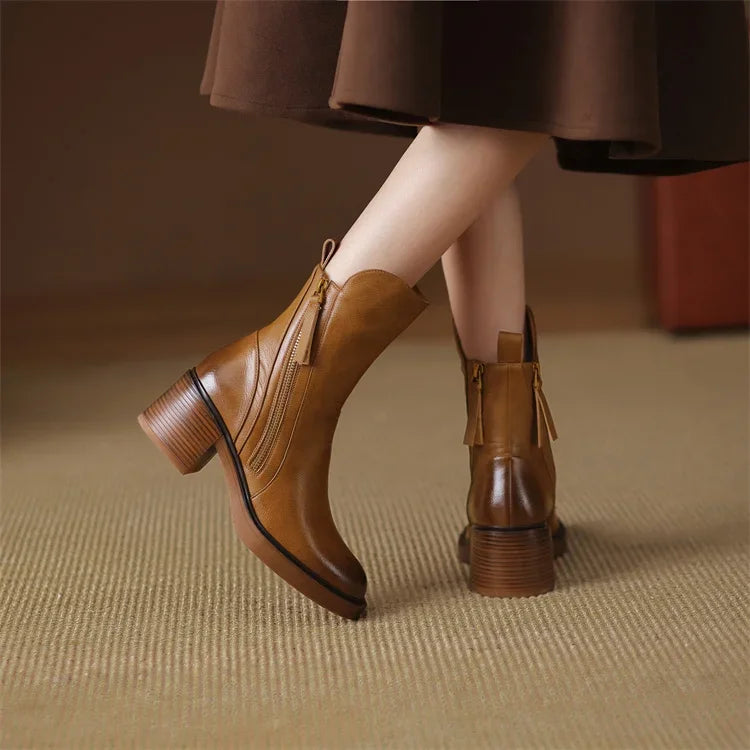 MIA - LEATHER ZIP ANKLE BOOTS