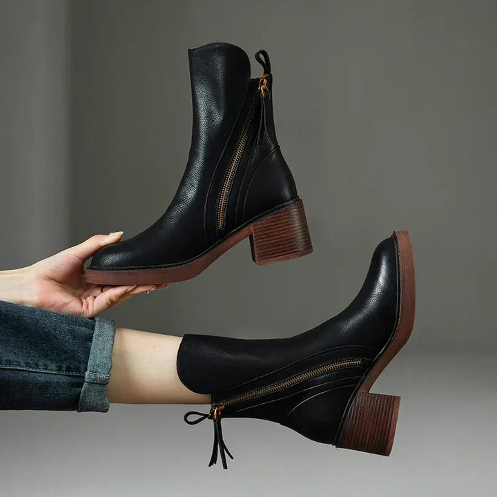 MIA - LEATHER ZIP ANKLE BOOTS