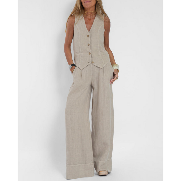 ELSIE - WAIST COAT WITH WIDE-LEG TROUSERS