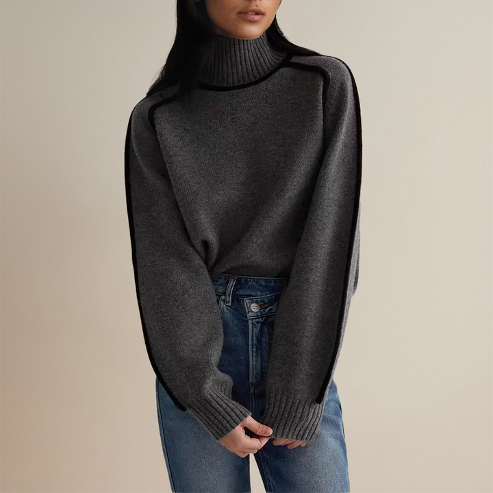 MADDIE - STRIPED RIBBED TURTLENECK