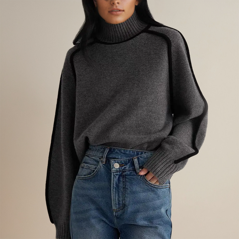 MADDIE - STRIPED RIBBED TURTLENECK