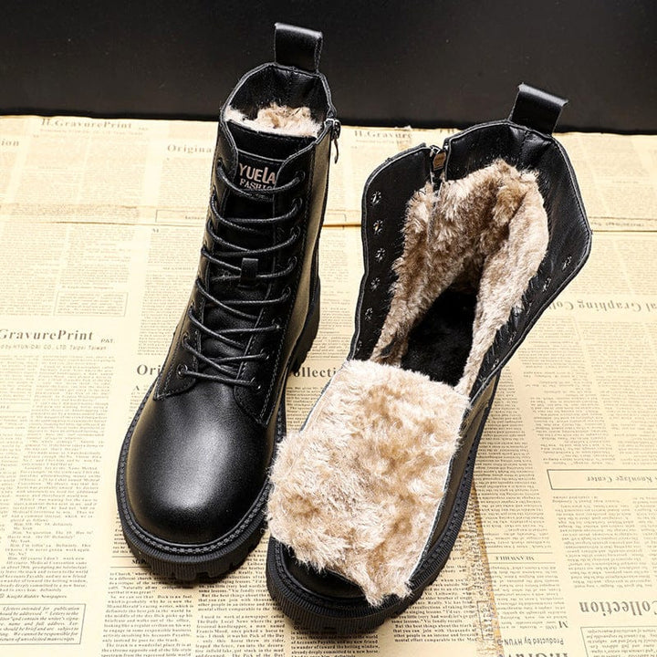 JAYNE - LEATHER ZIP FAUX FUR BOOTS