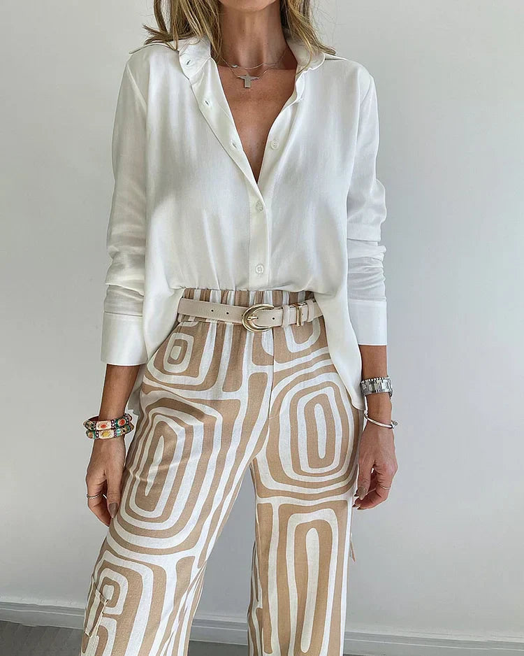 ARIA - ELEGANT SHIRT AND WIDE LEG TROUSER SET