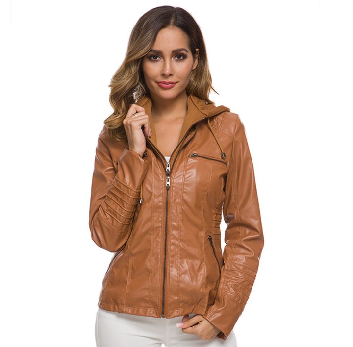 DEMI - HOODED LEATHER JACKET