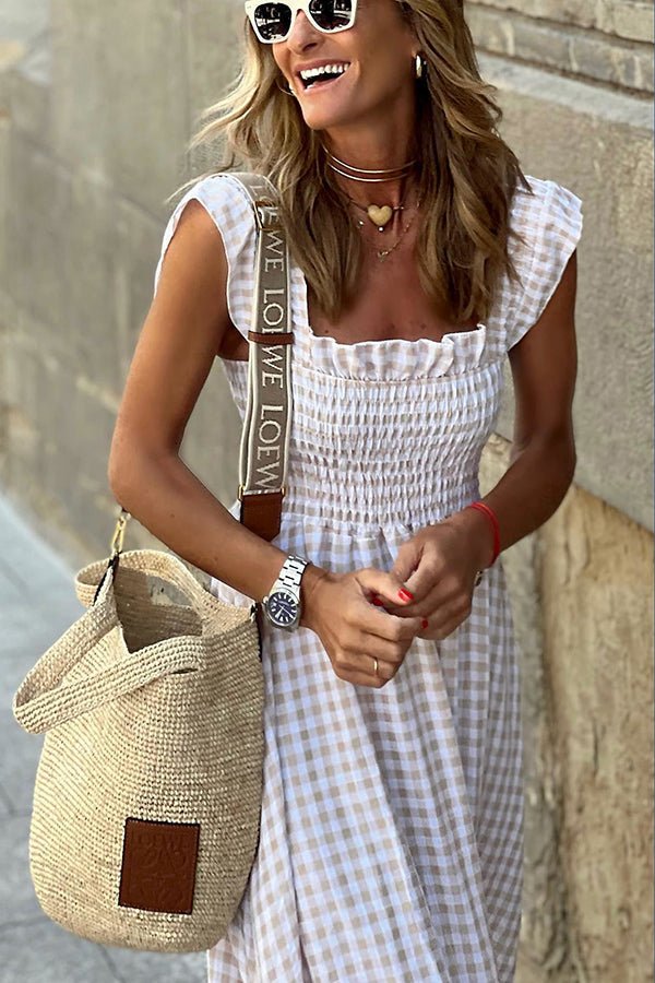 NOEMIE - CHEQUERED MAXI-DRESS