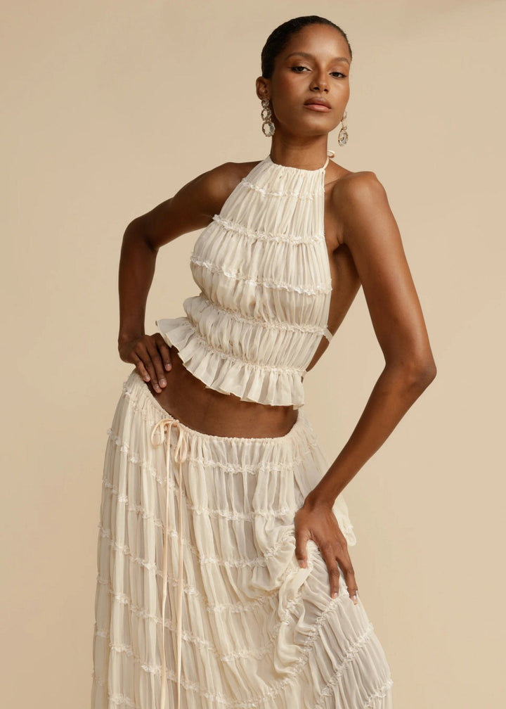 FLORENCE - PLEATED TOP AND MAXI SKIRT SET