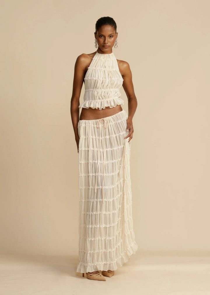 FLORENCE - PLEATED TOP AND MAXI SKIRT SET